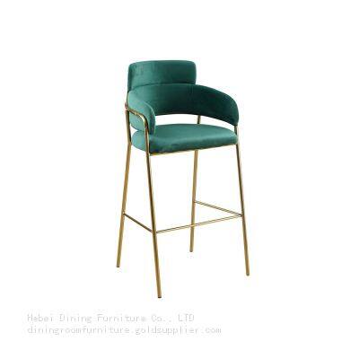 Velvet armrest bar chair with metal legs DB-R02