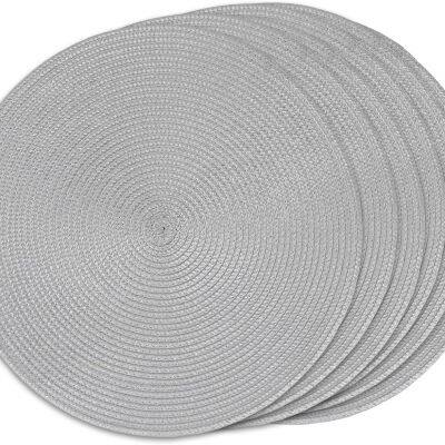 4 Pack round braid grey color of  place mats Pot Holders Wicker Tablemats Boho Braided Heat Resistant Mats, Plate Chargers for Table