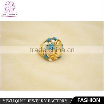 2015 Yiwu New Products Gold Plated Rhinestone Ring,engrave Pattern Butterfly Shap Ring photo-2