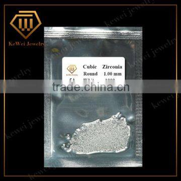 Vacuum Packaging 1.0mm AAAAA grade round shape white cz stone