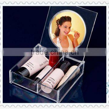 2015 Best Sale Cosmetic Desktop Makeup Storage Box With a Mirror