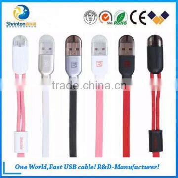 high quality remax cable 2 in 1 charging cable for mobile phone