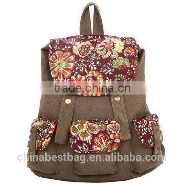 Beautiful Nature Flowers Printed Cotton Backpack