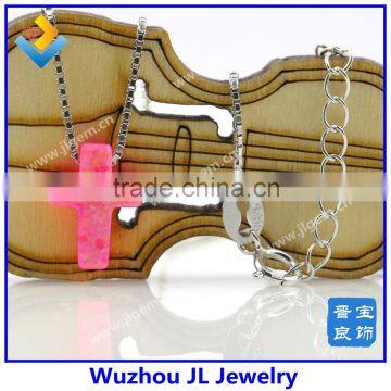 Synthetic Cross Opal Gemstone/ 925 Sterling Silver Jewelry/opal Cross Necklace photo-6