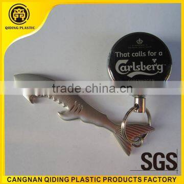 Metal Retractable bottle opener with Badge reel