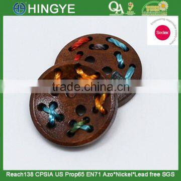 Sedex Audited Factory 2 Pillar Cord Braided Wooden 4 Holes Button