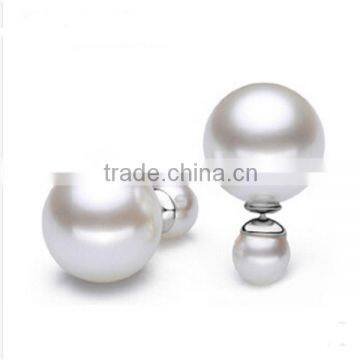 14k Yellow Gold White Freshwater Cultured Pearl and Ball Reversible Stud Earrings FQ-E-94236