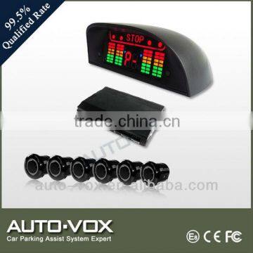 Car front and rear LED car parking sensor with 6 sensors with buzzer alarm