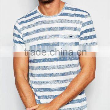 strips jean style short sleeve O-collar men t-shirt OEM service
