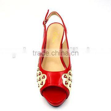 Latest Mix Color High Class Middle Heel Slingback Sandals With Net photo-3