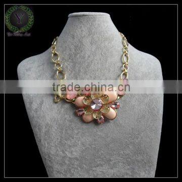 pink flower choker charm necklace