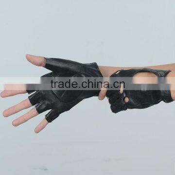 ladies half finger leather driver gloves