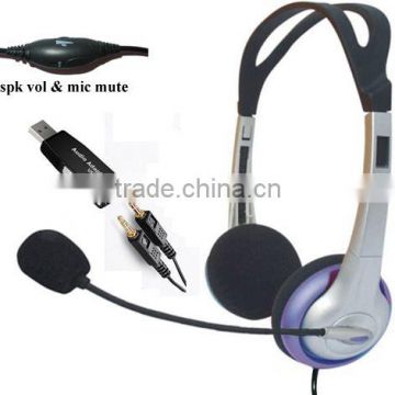 Super Lightweight Digital Computer USB Headset for skype USB-269Svcmute