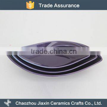 Purple leaf shape ceramic dinner dishes plate