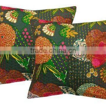 Cotton Floral Kantha cushion covers Tropicana Handmade Fruit Print Kantha work cushion covers pillow cases