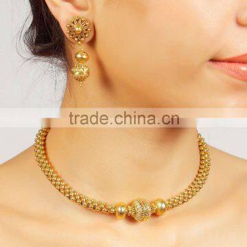 Indian Gold Plated Chain Necklace With Earrings Set For Girls/Women photo-5
