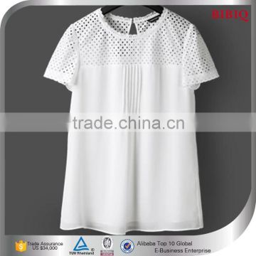 White Chiffon Hollow Out Woman Modern European Casual Clothing