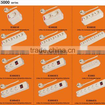 3-way 2 Pin Extension Socket EU Standard Ground Light photo-2