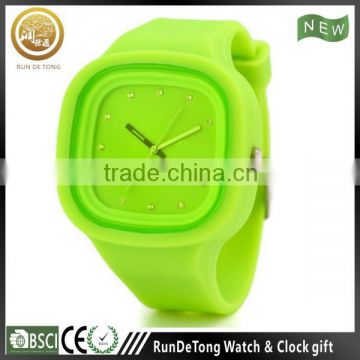 Bright color fashionable square case silicone rubber watch