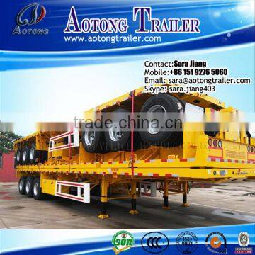 3 axle 40ft flatbed semi trailers for sale / 20-40ton dul-axle truck flat bed container trailers and truck