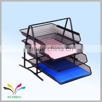 China school stationery wholesale high quality 4 tiers metal mesh stackable file tray