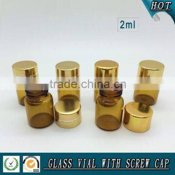 2ml (5/8 dram) Amber Glass Essential Oil Bottle with Reducer plug and aluminum cap