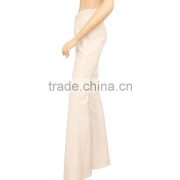 2015 Newest Design Bell-bottoms Women's White Long Pants Wholesale photo-3