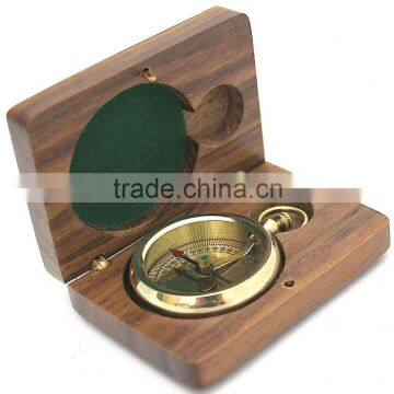 Beautiful Brass pendant compass with hard wood box 3263