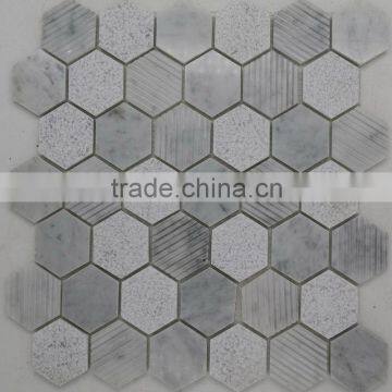 Italian bianco carrara hexagon mosaic tile for flooring