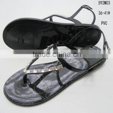 Top sale black PVC jelly female clip-toe sandals