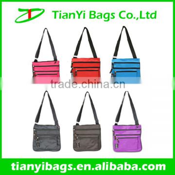 Multicolor 3zipper pockets girl side bag for college