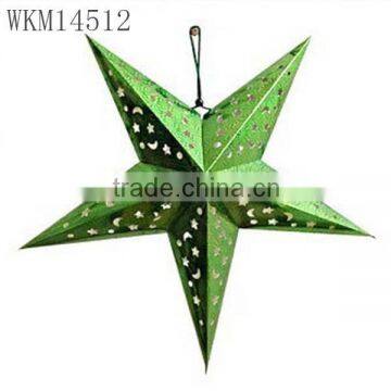 Hot sale green five star hanging paper star decoration                        
                                                Quality Choice