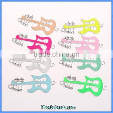 Wholesale New Design Enamel Alloy Guitar Shape Bracelet Findings For Jewelry Making OMC-054A