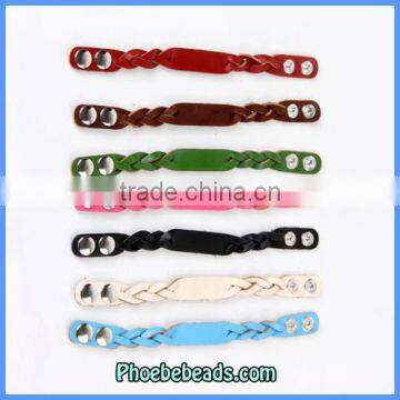 Wholesale Hot Sale Snap Button Braided Genuine Teen Leather Bracelets LB-HF016