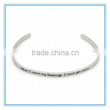 When I Count My Blessings, I Count You Twice Etched Stainless Steel Bracelet