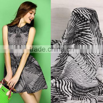 black and white printing polyester chiffon fabric