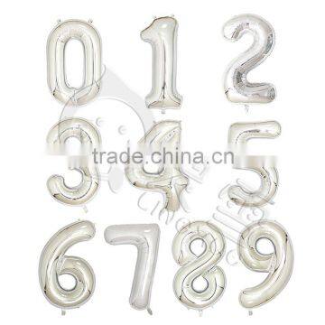 40inch Silver Aluminium Foil Number Balloon for Birthday Party Decoration Balloon