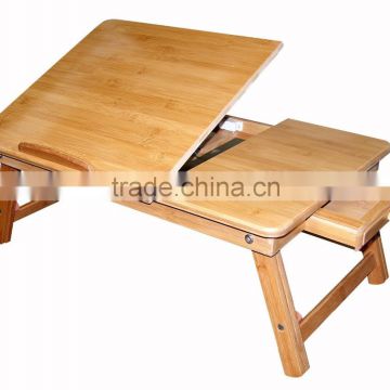 Bamboo multifunction folding laptop table with draw hot sale bed save room desk compture desk