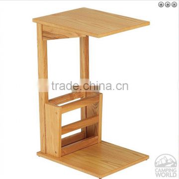 2015 new design bamboo wood Magazine Snack Table living room sofa corner coffee table sofa server