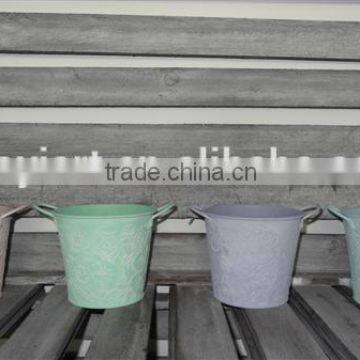 small powder coated metal bucket with metal handle