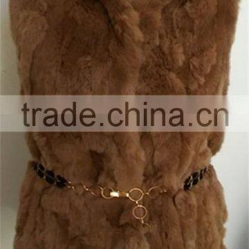 Rabbit Fur Jacket Raccoon Fur Collar Coat Outwear Garment Women Warm photo-3