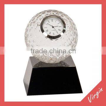 Crystal Golf table clock engraved golf player for golf souvenirs