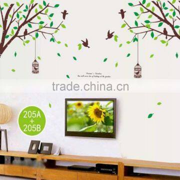 Tree Bird Cage Wall Stickers Removable Art Decal Decor Wallpaper Home Bedroom UK