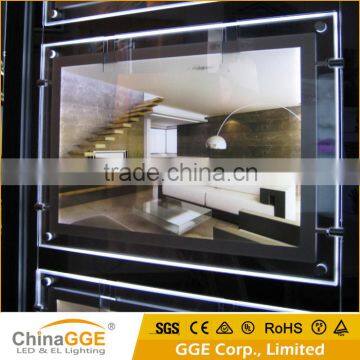 Slim Indoor Wall Hanging Backlit Crystal Advertising Light Box Window Display Real Estate Light Pockets photo-3