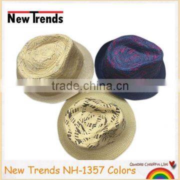 Red Fabric in Purple Straw Hat Handmade Straw Hat photo-2