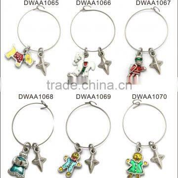 Christmas charms with colorful epoxy effect, Charm Set with epoxy, with Loop Diameter of 26mm