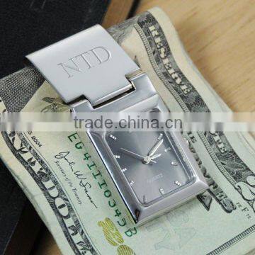 High quality stainless steel watch money clip/wholesale hinged money clips with watch