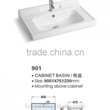 FOSHAN LELIN ceramic L800mm cabinet basin small size vanities top bathroom basin of LT-030