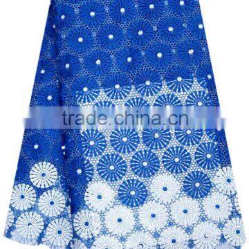 2015 Royal blue guipure lace fabric european lace fabric wholesale of cord lace