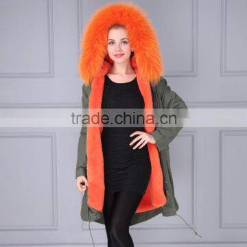 The Wholesale winter Women faux fur lining long jacket with big fur hood Mrs fur parka coat                        
                                                                                Supplier's Choice